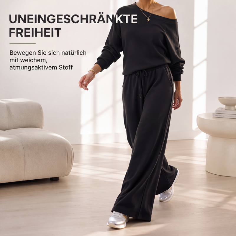 📢📢50% Rabatt!!! 🎉✨ Damen-Set aus schulterfreiem Oberteil & weiten Hosen