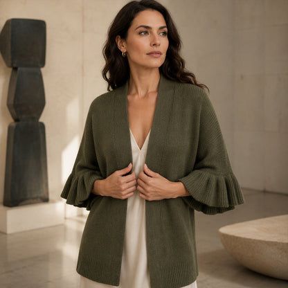 📢📢50% Rabatt!!! 🎉✨ Damen-Strickcardigan mit Rüschenärmeln