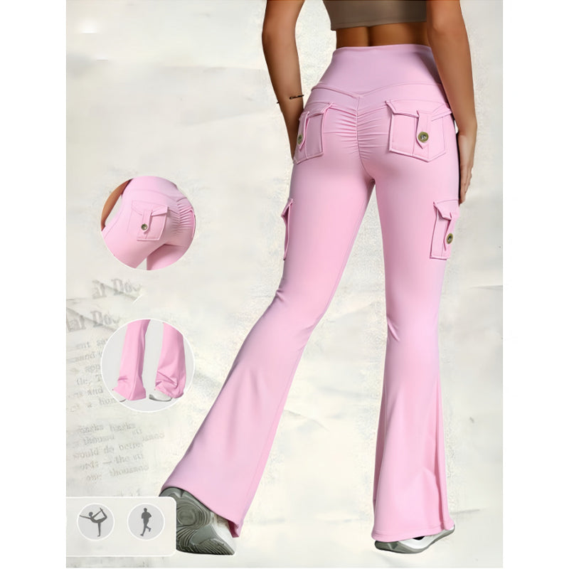 📢📢50% Rabatt!!! 🎉✨ High-Waist Yoga-Hose mit ausgestelltem Bein & Taschen für Damen