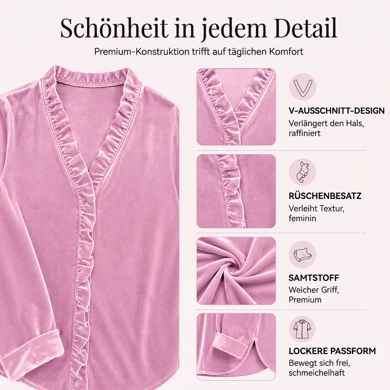 📢📢50% Rabatt!!! 🎉✨ Damen-Bluse in Unifarbe mit Rüschenkragen – Schlichte einfarbige Bluse, verspielter Rüschenkragen und weiches Material – perfekt für einen eleganten Look im Alltag & im Büro. Jetzt -50%!