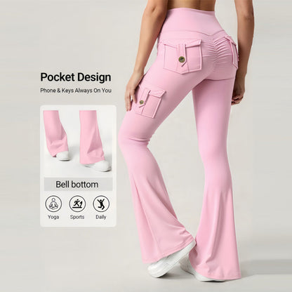 📢📢50% Rabatt!!! 🎉✨ High-Waist Yoga-Hose mit ausgestelltem Bein & Taschen für Damen