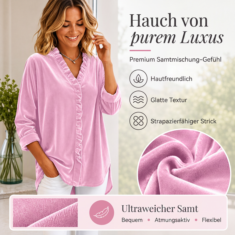 📢📢50% Rabatt!!! 🎉✨ Damen-Bluse in Unifarbe mit Rüschenkragen – Schlichte einfarbige Bluse, verspielter Rüschenkragen und weiches Material – perfekt für einen eleganten Look im Alltag & im Büro. Jetzt -50%!