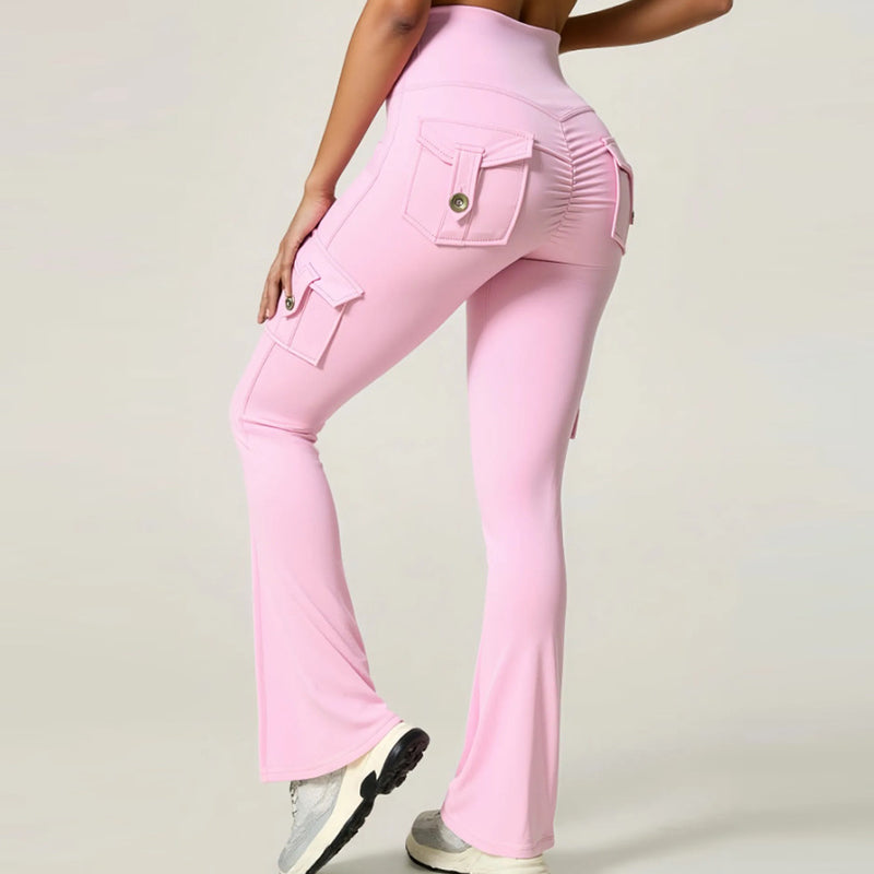 📢📢50% Rabatt!!! 🎉✨ High-Waist Yoga-Hose mit ausgestelltem Bein & Taschen für Damen