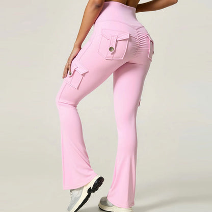 📢📢50% Rabatt!!! 🎉✨ High-Waist Yoga-Hose mit ausgestelltem Bein & Taschen für Damen