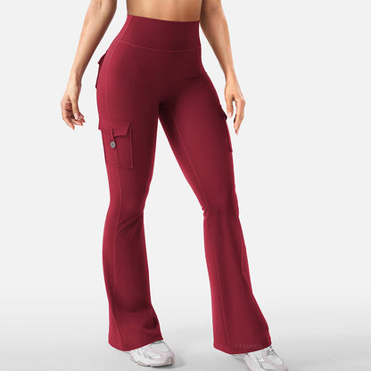 📢📢50% Rabatt!!! 🎉✨ High-Waist Yoga-Hose mit ausgestelltem Bein & Taschen für Damen