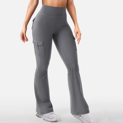 📢📢50% Rabatt!!! 🎉✨ High-Waist Yoga-Hose mit ausgestelltem Bein & Taschen für Damen
