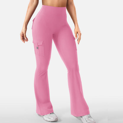 📢📢50% Rabatt!!! 🎉✨ High-Waist Yoga-Hose mit ausgestelltem Bein & Taschen für Damen