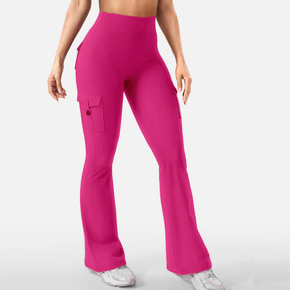 📢📢50% Rabatt!!! 🎉✨ High-Waist Yoga-Hose mit ausgestelltem Bein & Taschen für Damen