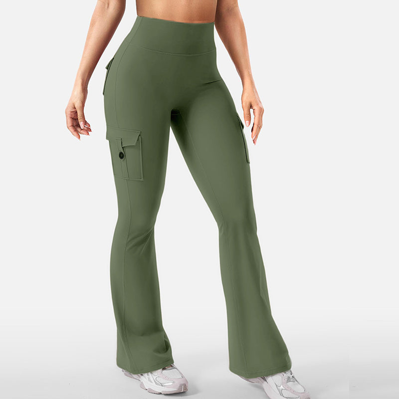 📢📢50% Rabatt!!! 🎉✨ High-Waist Yoga-Hose mit ausgestelltem Bein & Taschen für Damen