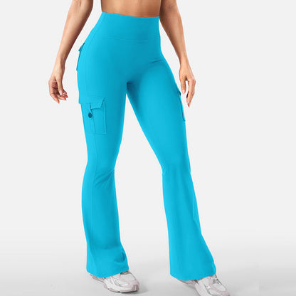 📢📢50% Rabatt!!! 🎉✨ High-Waist Yoga-Hose mit ausgestelltem Bein & Taschen für Damen