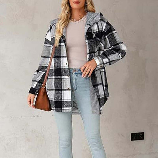 📢📢50% Rabatt!!! 🎉✨ Damen-Kapuzenjacke mit klassischem Karomuster