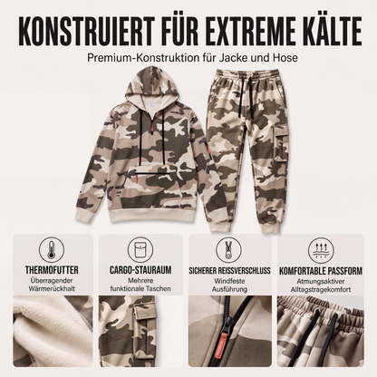 Warmer Hoodie- und Hosenanzug für Herren mit Camouflage-Muster