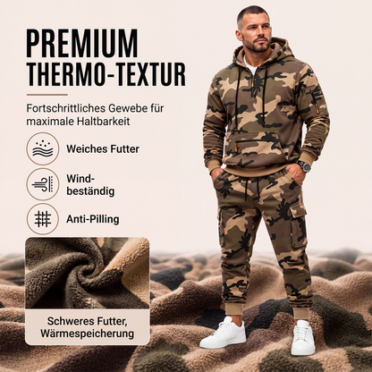 Warmer Hoodie- und Hosenanzug für Herren mit Camouflage-Muster