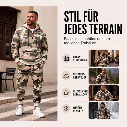 Warmer Hoodie- und Hosenanzug für Herren mit Camouflage-Muster