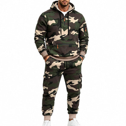 Warmer Hoodie- und Hosenanzug für Herren mit Camouflage-Muster