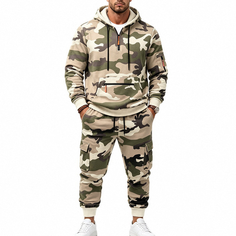 Warmer Hoodie- und Hosenanzug für Herren mit Camouflage-Muster