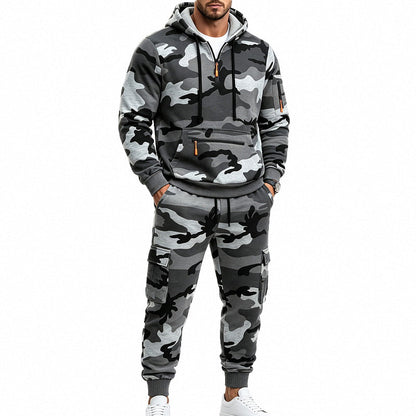 Warmer Hoodie- und Hosenanzug für Herren mit Camouflage-Muster