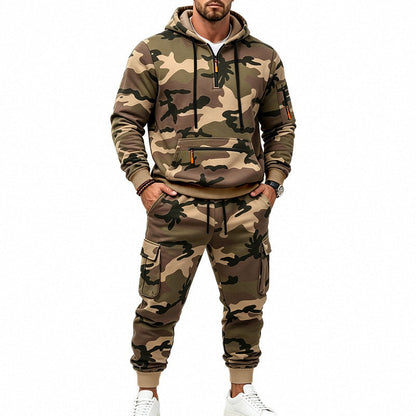 Warmer Hoodie- und Hosenanzug für Herren mit Camouflage-Muster