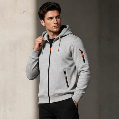 Herren-Cargo-Jacke mit durchgehendem Reißverschluss und Kapuze