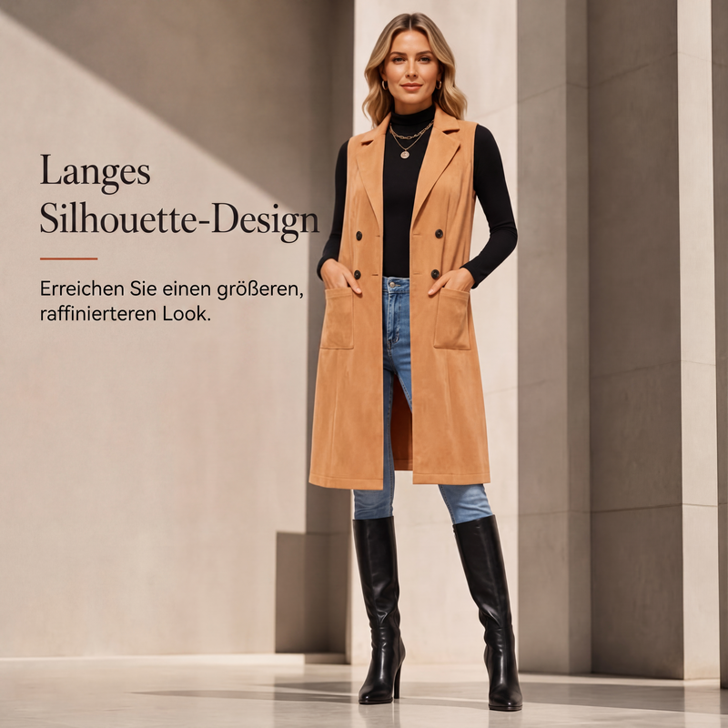 🧥✨ Neuheiten – Zweireihige lange Weste – elegant und vielseitig