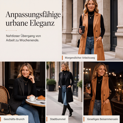 🧥✨ Neuheiten – Zweireihige lange Weste – elegant und vielseitig