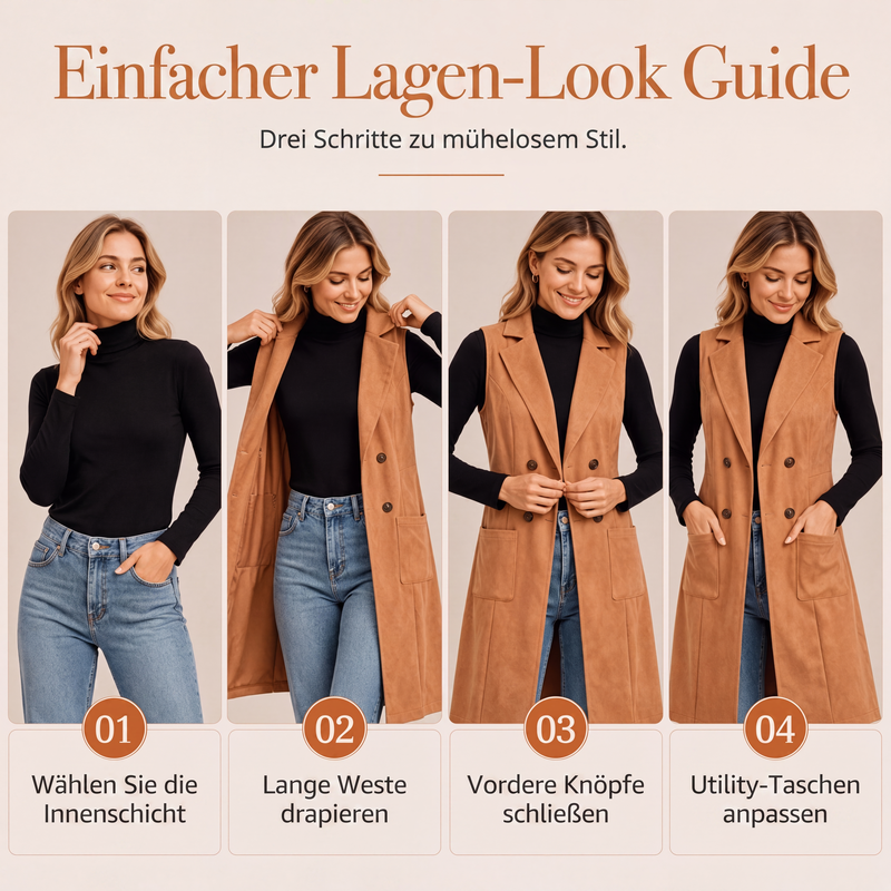 🧥✨ Neuheiten – Zweireihige lange Weste – elegant und vielseitig
