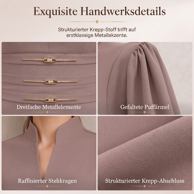 ⭐ 4,9 étoiles – ce n'est pas pour rien ! Elegantes figurbetontes Damenkleid mit V-Ausschnitt und Bischofsärmeln