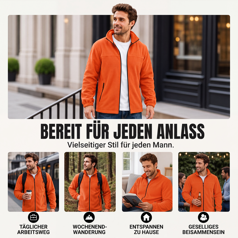 🙌 Taux de réachat de 70% – la qualité parle ! Warme Stehkragen-Reißverschlussjacke für Herren