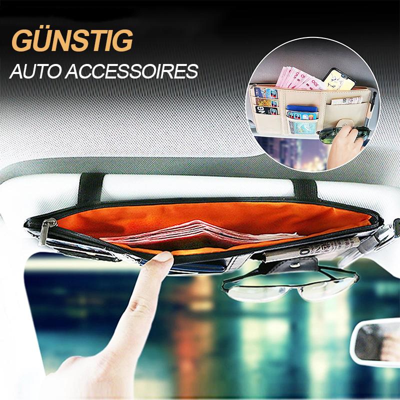 📢📢50% Rabatt!!! 🎉✨ Alle-in-Ein Auto Sonnenblende Organisator – Praktischer Organizer für die Sonnenblende, mit mehreren Fächern und einfacher Montage – perfekt für Ordnung und schnellen Zugriff im Auto