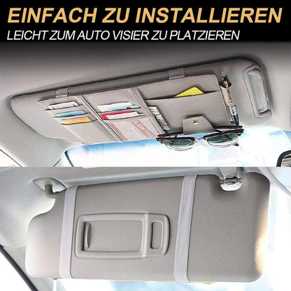 📢📢50% Rabatt!!! 🎉✨ Alle-in-Ein Auto Sonnenblende Organisator – Praktischer Organizer für die Sonnenblende, mit mehreren Fächern und einfacher Montage – perfekt für Ordnung und schnellen Zugriff im Auto