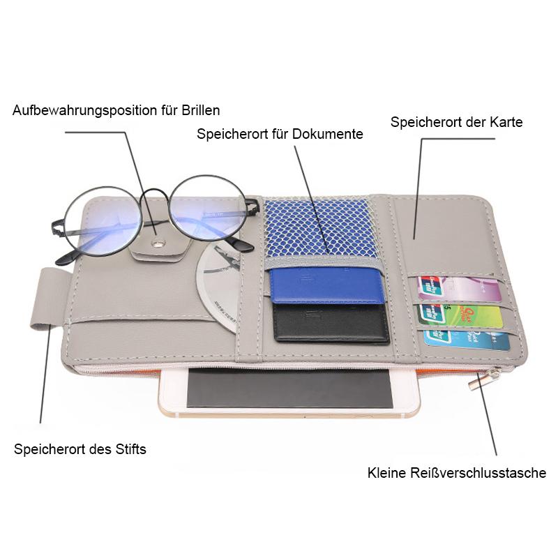 📢📢50% Rabatt!!! 🎉✨ Alle-in-Ein Auto Sonnenblende Organisator – Praktischer Organizer für die Sonnenblende, mit mehreren Fächern und einfacher Montage – perfekt für Ordnung und schnellen Zugriff im Auto