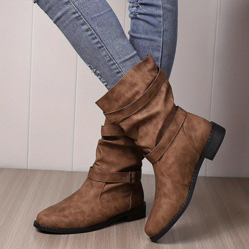 ✨Herbst-Neuheiten: Damen Stiefeletten mit niedrigem Absatz und Schnalle