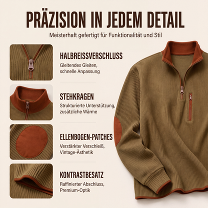 📊 +200.000 ventes – merci avec une remise de -50% ! Herren-Sweatshirt mit Farbblockmuster aus Cord und Halb-Reißverschluss