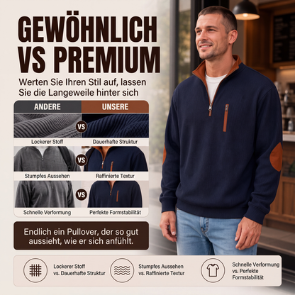 📊 +200.000 ventes – merci avec une remise de -50% ! Herren-Sweatshirt mit Farbblockmuster aus Cord und Halb-Reißverschluss