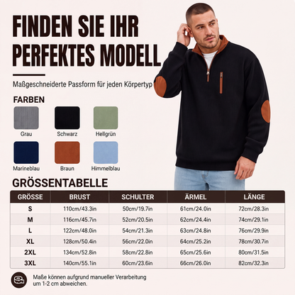 📊 +200.000 ventes – merci avec une remise de -50% ! Herren-Sweatshirt mit Farbblockmuster aus Cord und Halb-Reißverschluss