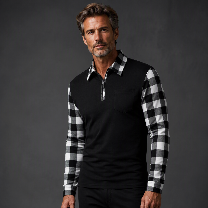 👕💎 Bestseller – Legeres Langarm-Halbzipphemd für Herren