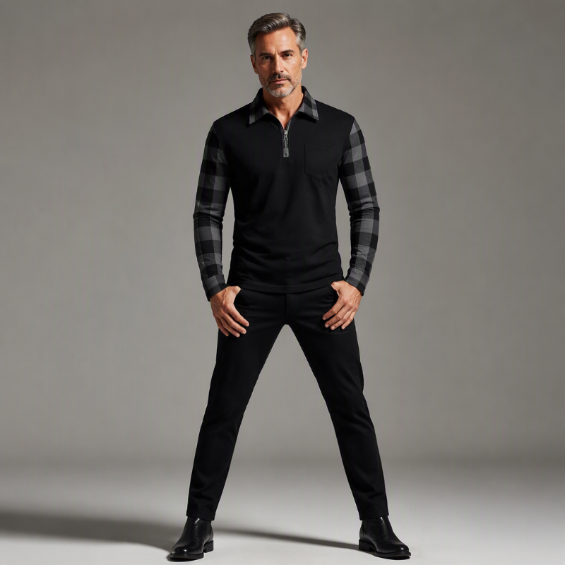 👕💎 Bestseller – Legeres Langarm-Halbzipphemd für Herren