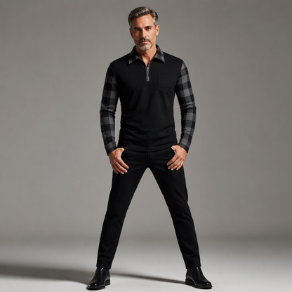 👕💎 Bestseller – Legeres Langarm-Halbzipphemd für Herren