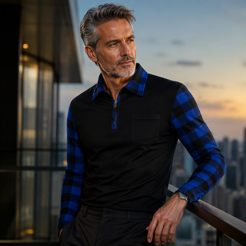 👕💎 Bestseller – Legeres Langarm-Halbzipphemd für Herren