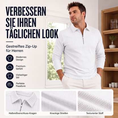 📢📢50% Rabatt!!! 🎉✨ Herren-Freizeithemd mit Streifen & Viertelreißverschluss