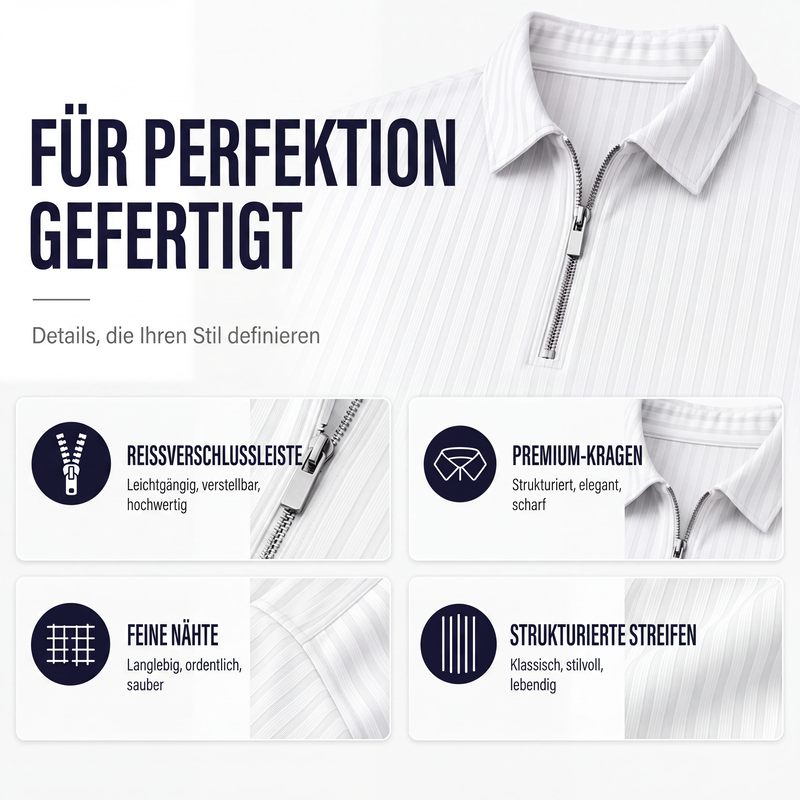 📢📢50% Rabatt!!! 🎉✨ Herren-Freizeithemd mit Streifen & Viertelreißverschluss