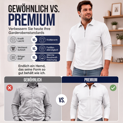 📢📢50% Rabatt!!! 🎉✨ Herren-Freizeithemd mit Streifen & Viertelreißverschluss