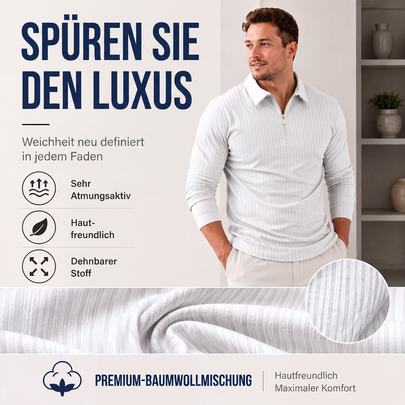 📢📢50% Rabatt!!! 🎉✨ Herren-Freizeithemd mit Streifen & Viertelreißverschluss