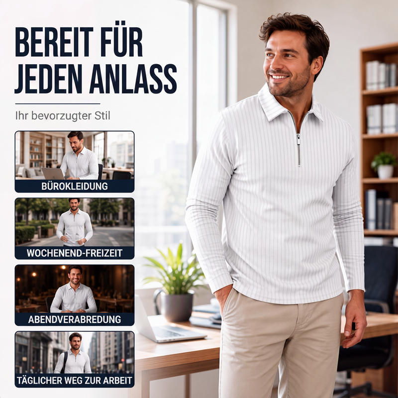 📢📢50% Rabatt!!! 🎉✨ Herren-Freizeithemd mit Streifen & Viertelreißverschluss