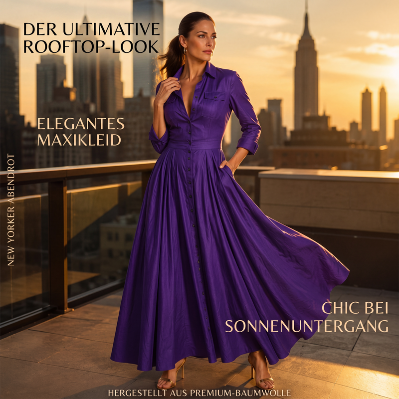 📢📢50%Rabatt!!!🎉✨Maxikleid mit Revers und Knopfleiste für Damen