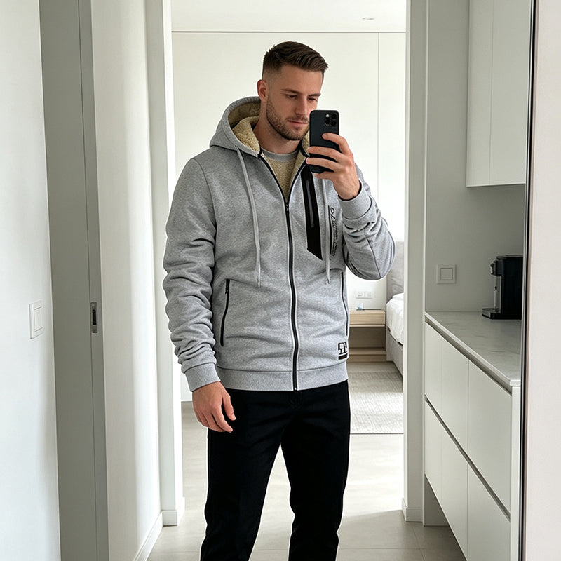 🧥 50% Rabatt | Kuschelige Wärme & Kälteschutz – Herren Plüsch-Kapuzenjacke