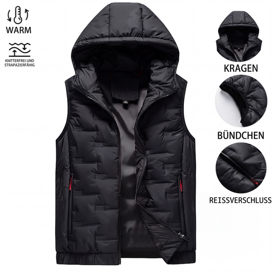 📢📢50%Rabatt!!!🎉✨Herren-Slim-Fit Kapuzenweste – Ärmellose Weste mit Frontreißverschluss, angenehm weich
