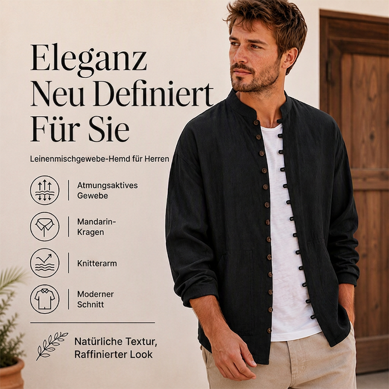 📢📢50%Rabatt!!!🎉✨Leger langärmliges Stehkragenhemd für Herren