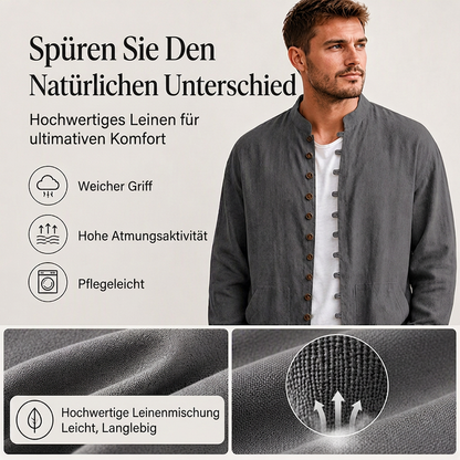 📢📢50%Rabatt!!!🎉✨Leger langärmliges Stehkragenhemd für Herren