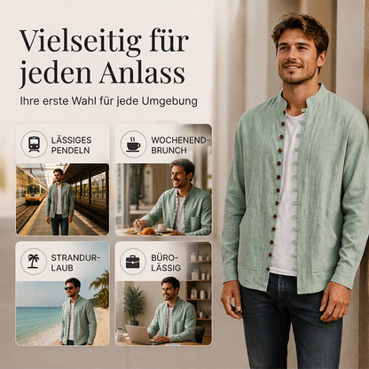 📢📢50%Rabatt!!!🎉✨Leger langärmliges Stehkragenhemd für Herren